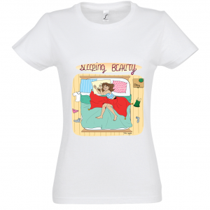 Women's White Marie Crayon T-shirt "Sleeping Beauty"