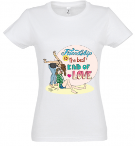 T-shirt Femme Blanc Marie Crayon "Friendship"