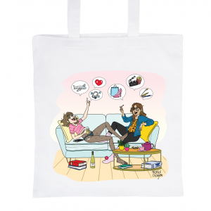 Tote Bag Blanc 100% Coton Marie Crayon "Les copines d'abord"