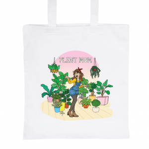 Tote Bag Blanc 100% Coton Marie Crayon "Plant Mom"