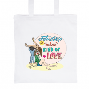 White Tote Bag 100% Cotton Marie Crayon "Friendship"