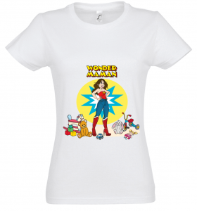 T-shirt Femme Blanc Marie Crayon "Wonder Maman"