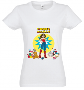 Women's white T-shirt Marie Crayon "Wonder Woman"