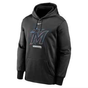 Sweat à capuche MLB Miami Marlins Nike Logo Therma Performance Noir