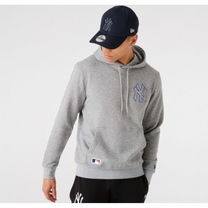 Sweat à capuche MLB New York Yankees New Era Chain Stitch Gris pour homme