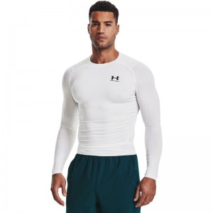 Maillot de compression à manches longues Under Armour Heatgear Blanc pour homme