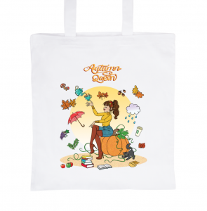 Tote Bag Blanc 100% Coton Marie Crayon "Autumn Queen"