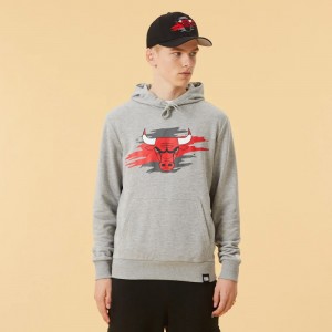 Sweat à Capuche NBA Chicago Bulls New Era Gris