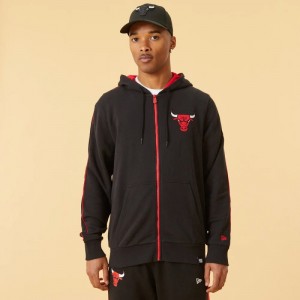 Sweat à Capuche zippé NBA Chicago Bulls New Era Contrast Noir