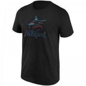 T-Shirt MLB Miami Marlins Fanatics Mid Essentials Crest Noir pour Homme