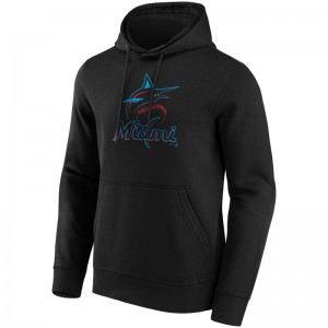 Sweat à capuche MLB Miami Marlins Fanatics Mid Essentials Crest Noir