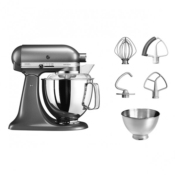 Kitchenaid Robot pâtissier Artisan à tête inclinable 4,8 L 300 W gris étain  5KSM175PSEMS + accessoire - tightR - tightR