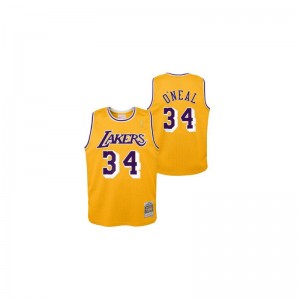 Maillot NBA Shaquille O'neal Los Angeles Lakers 1996 Mitchell & ness Hardwood Classic Jaune Pour bébé
