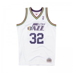 Maillot NBA Karl Malone Utah Jazz 1991-92 Mitchell & ness Hardwood Classic swingman Blanc
