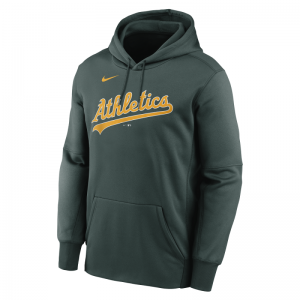 Sweat à capuche MLB Oakland Athletics Nike Wordmark Therma Vert pour homme