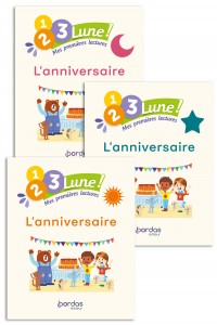 1, 2, 3, Lune!-premières lectures- L'Anniversaire(pack 1 album soleil+1 album étoile+1 album lune)
